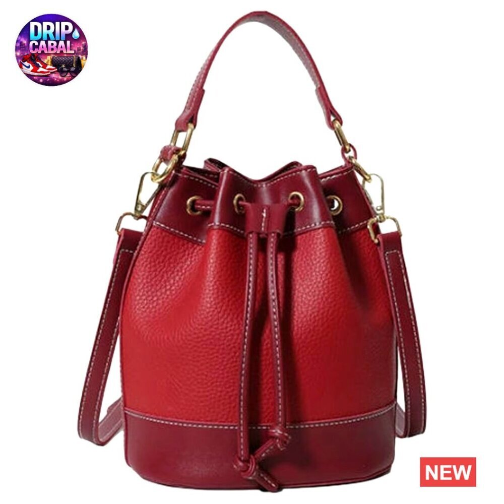 Retro Bucket Bag Chic Drawstring Hobo Purse Lightweight Adjustable Strap